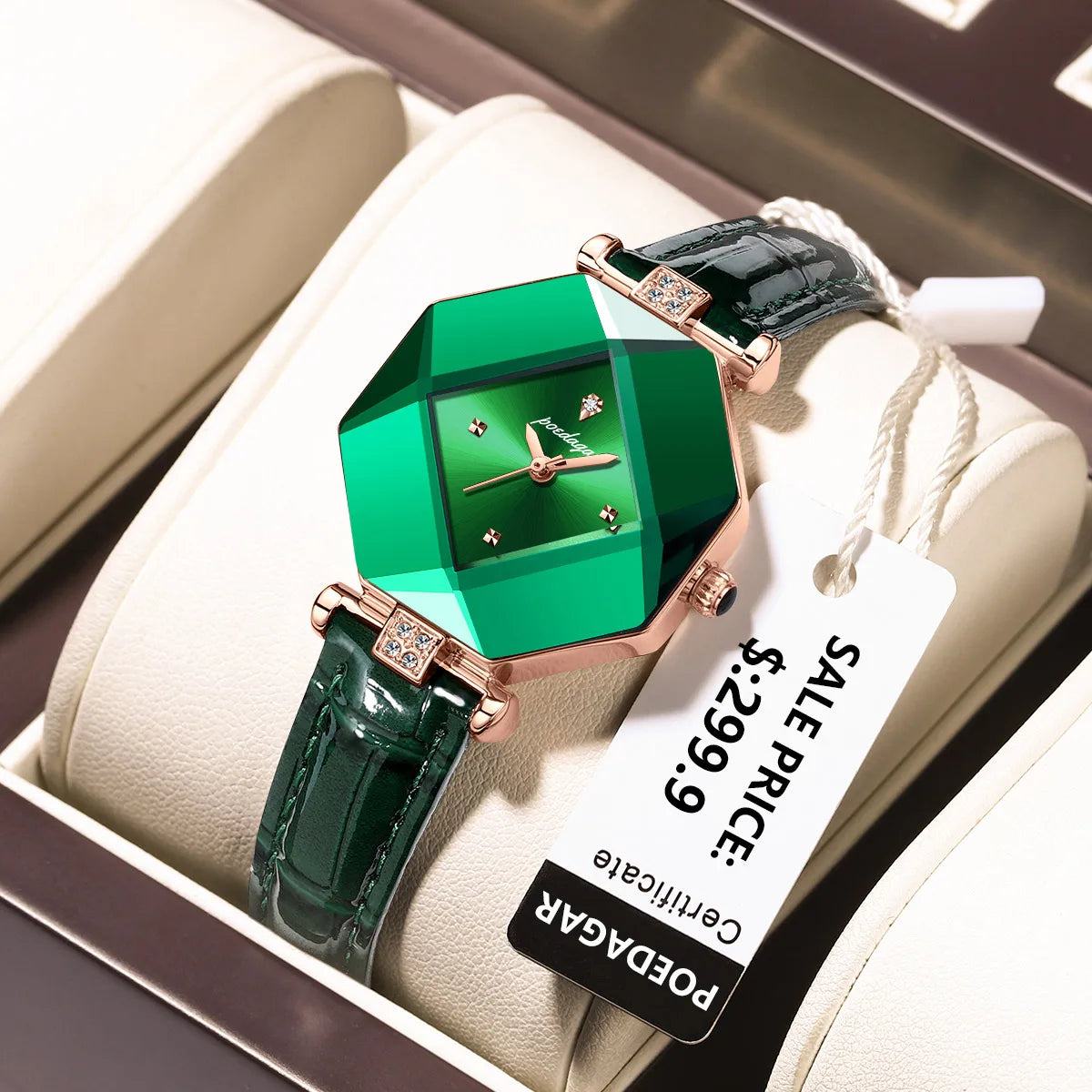 Luxury Diamond-Accented Women's Watch – Elegance in Emerald