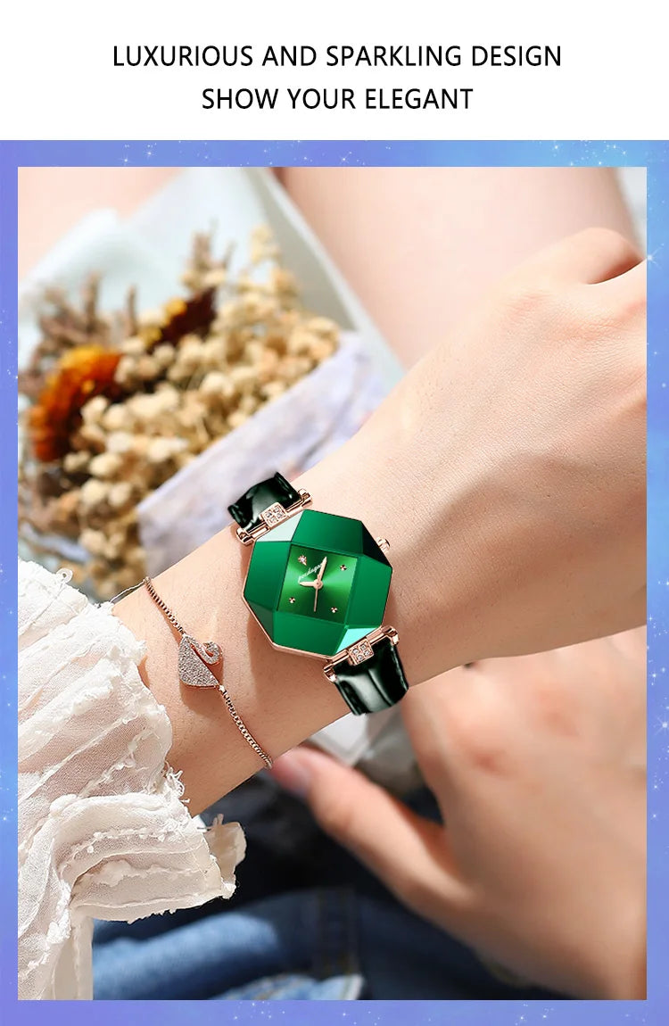 Luxury Diamond-Accented Women's Watch – Elegance in Emerald