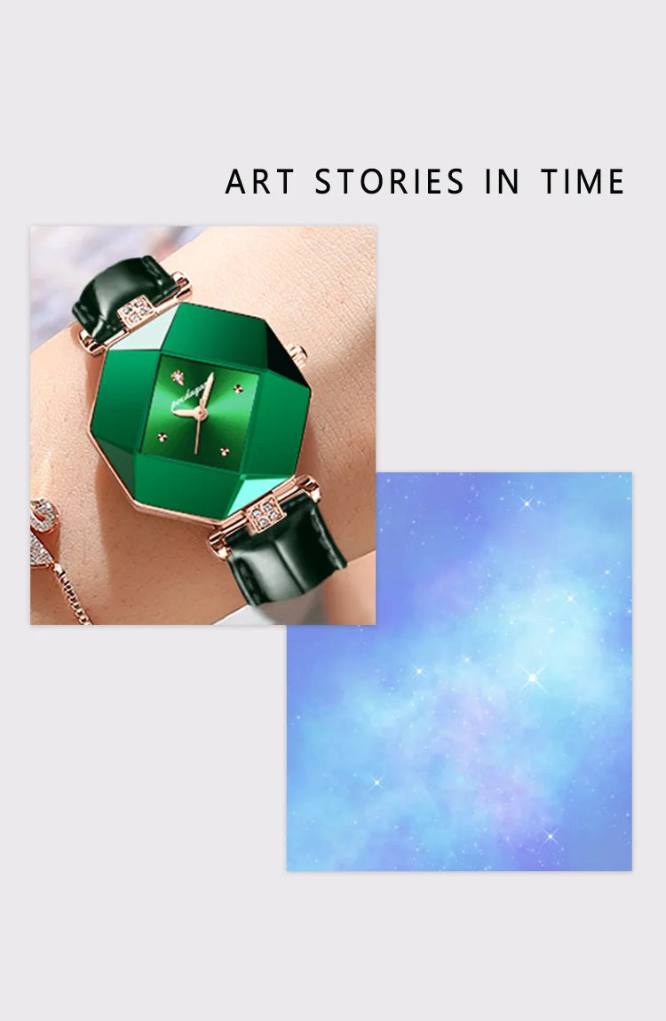 Luxury Diamond-Accented Women's Watch – Elegance in Emerald