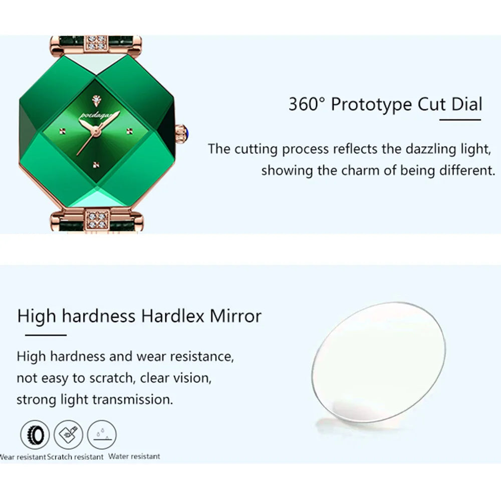 Luxury Diamond-Accented Women's Watch – Elegance in Emerald