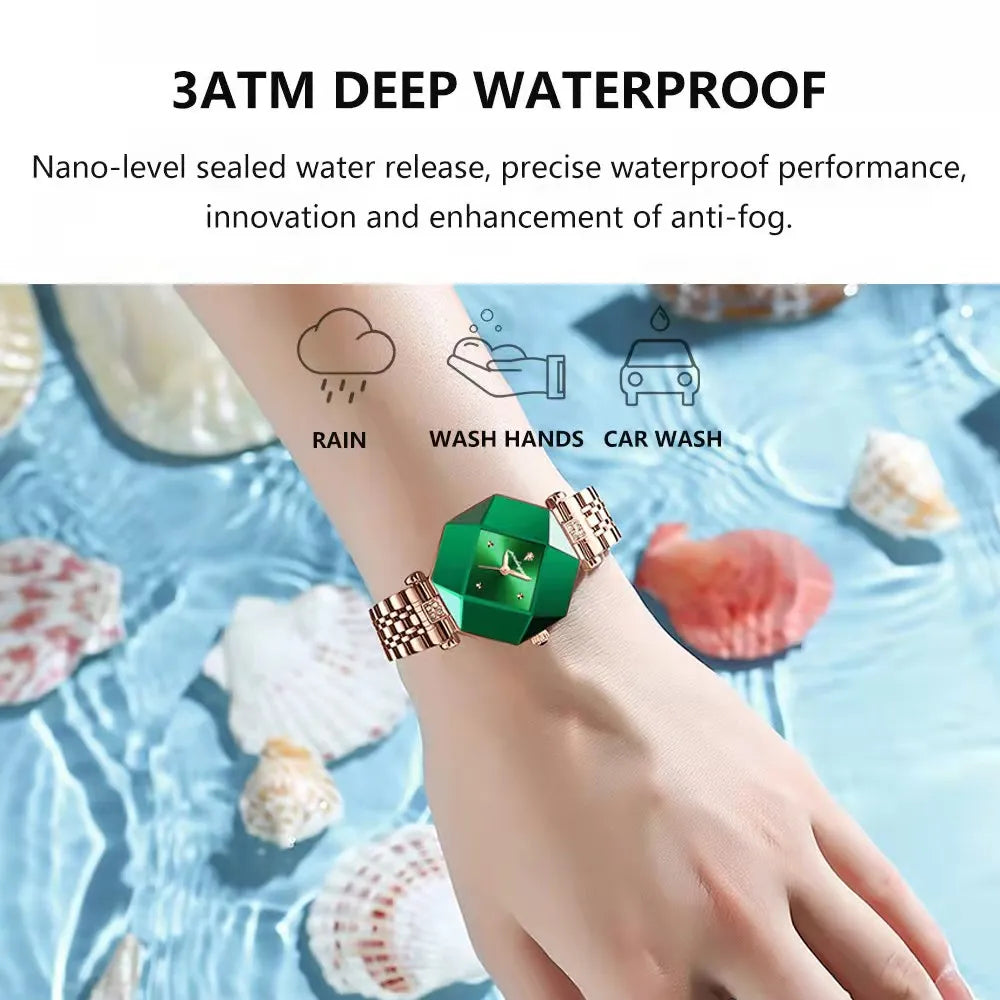 Luxury Diamond-Accented Women's Watch – Elegance in Emerald