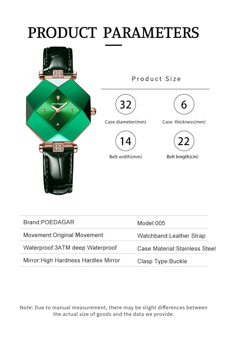 Luxury Diamond-Accented Women's Watch – Elegance in Emerald