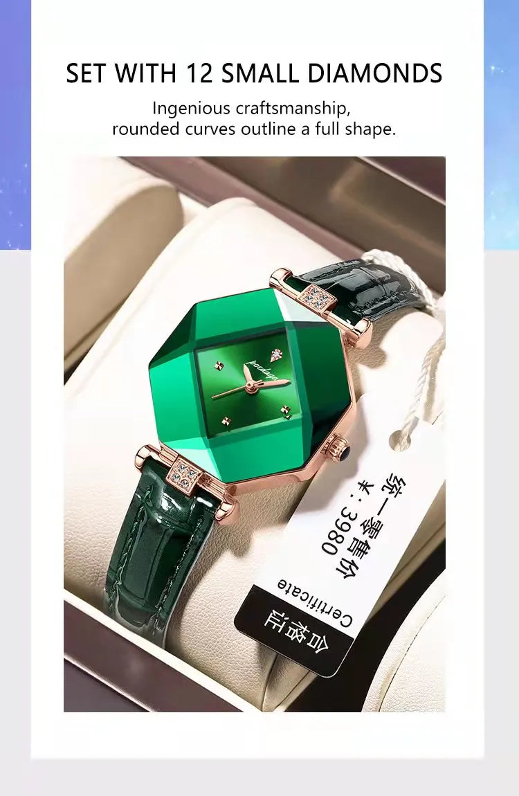 Luxury Diamond-Accented Women's Watch – Elegance in Emerald